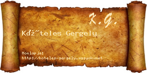 Köteles Gergely névjegykártya